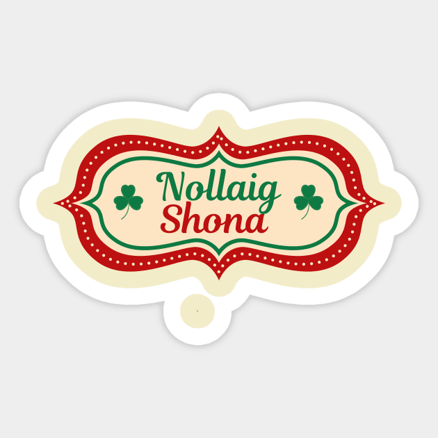 Irish Gaeilge Christmas Decoration Nollaig Shona Shamrock Sticker by InnerMagic